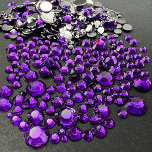 Single Color Rhinestone Mix - Purple - RESIN