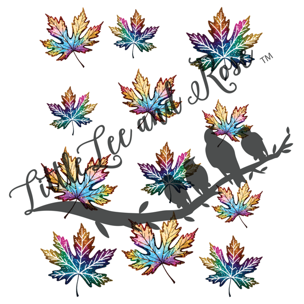 
            
                Load image into Gallery viewer, Rainbow Glitter Maple Leaves Instant Transfer Sheet
            
        