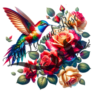 Rainbow Rose Hummingbird Instant Transfer