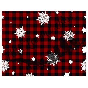 Red & Black Plaid with Snowflakes Full Sheet 8.5x11 - Instant Transfer