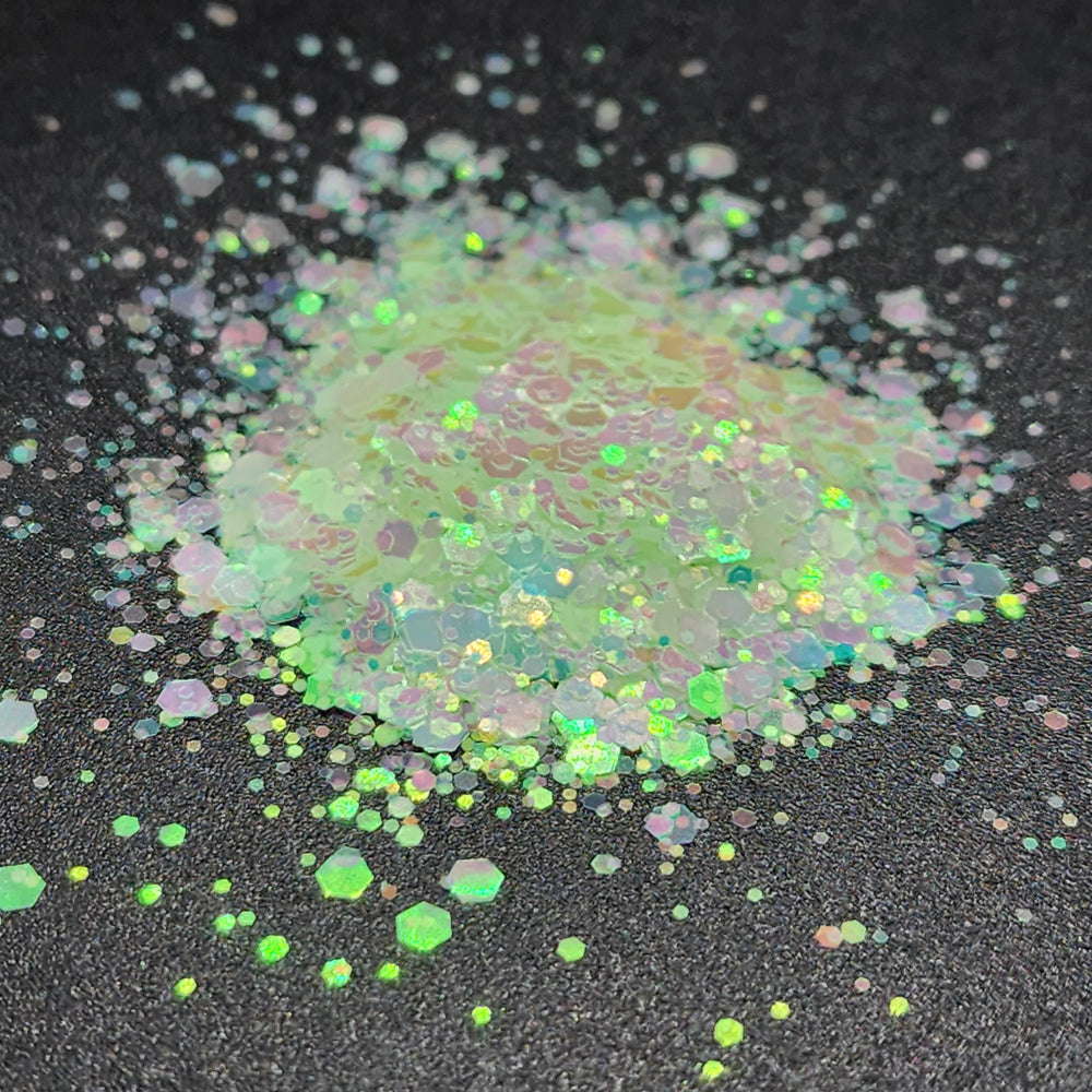 
            
                Load image into Gallery viewer, Pontiac - UV Green to Pink Mixed Chunky Glitter
            
        