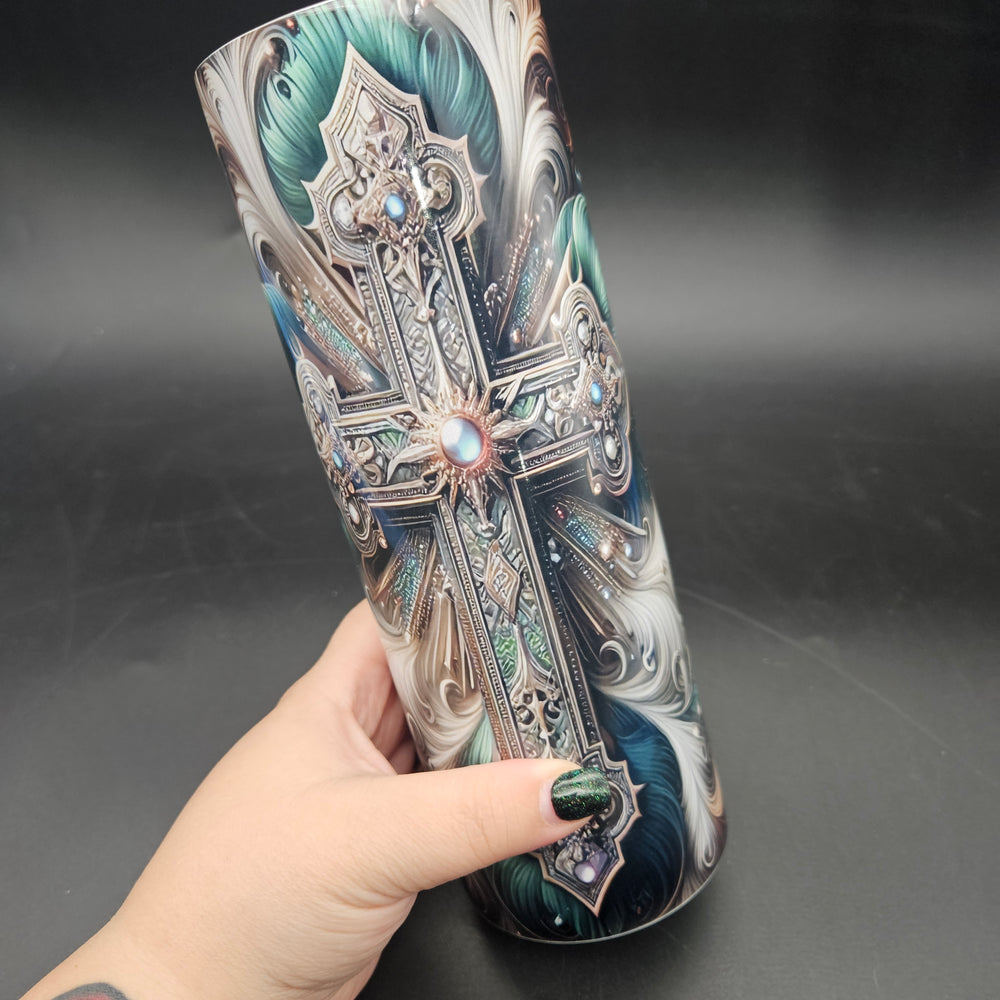
            
                Load image into Gallery viewer, Pre-Sublimated 20oz Tumbler - Feathered Cross
            
        