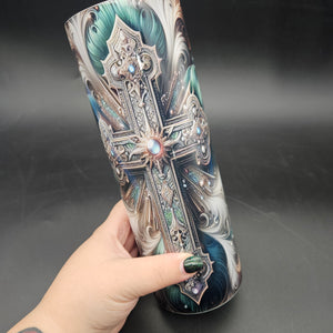 Pre-Sublimated 20oz Tumbler - Feathered Cross