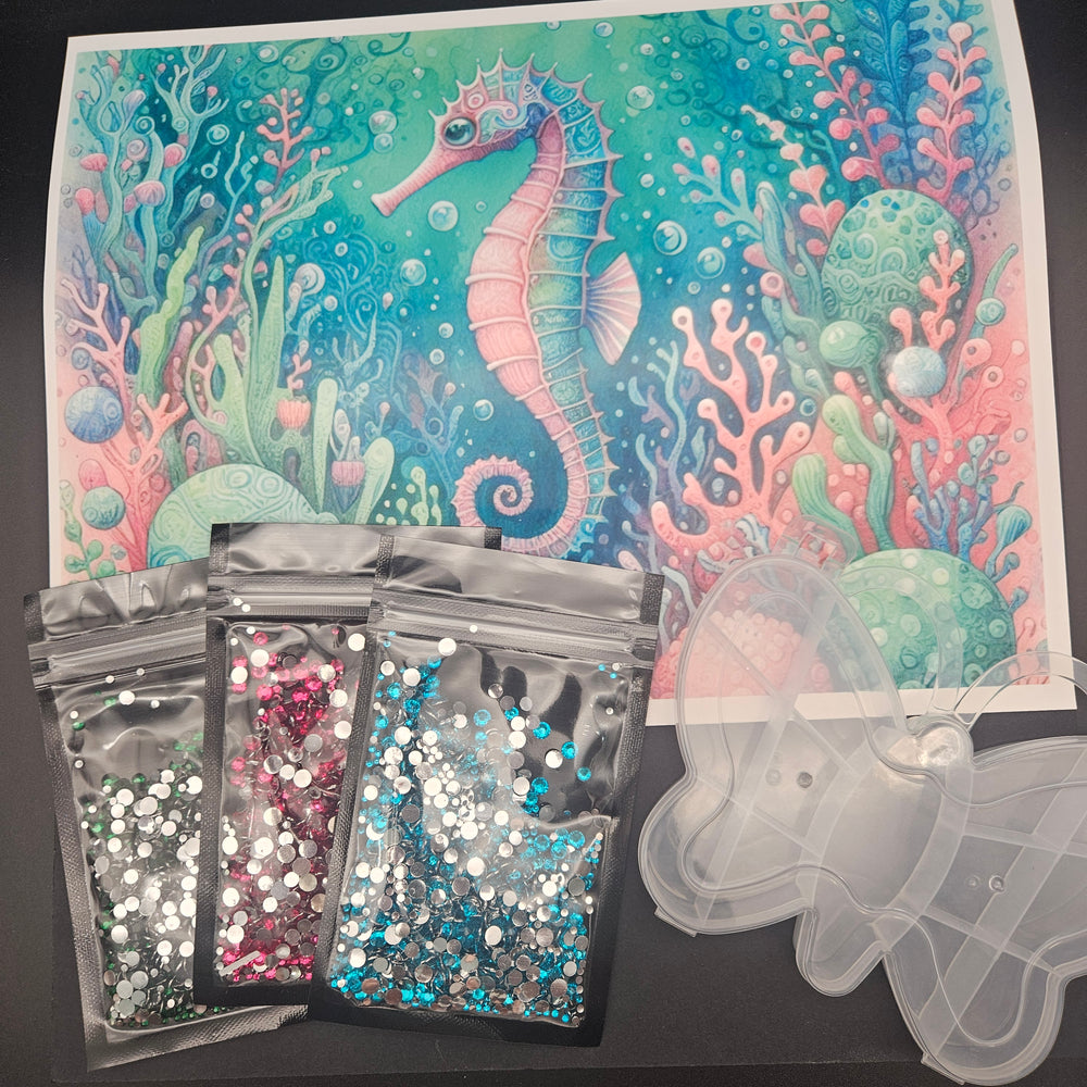 
            
                Load image into Gallery viewer, Seahorse Scene - Resin Rhinestone Tumbler Bundle
            
        