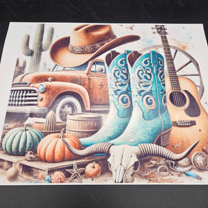 Printed Vinyl Sheet - Cowboy Blues