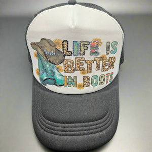 
            
                Load image into Gallery viewer, Sublimated Hat - Better In Boots
            
        