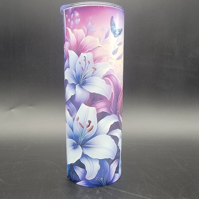 Pre-Sublimated 20oz Tumbler - Plum Butterflies
