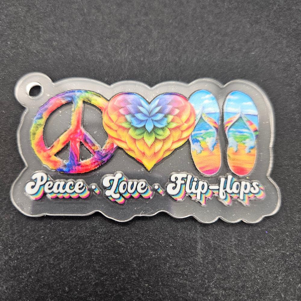 
            
                Load image into Gallery viewer, Keychain &amp;amp; Decal Set - Peace, Love, Flip Flops
            
        