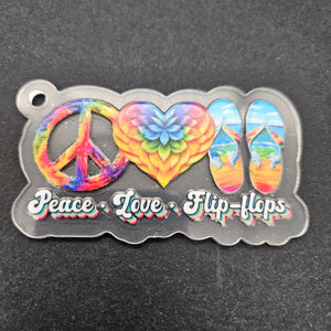 Keychain & Decal Set - Peace, Love, Flip Flops