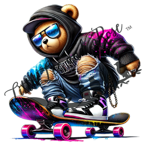 Skater Bear Instant Transfer