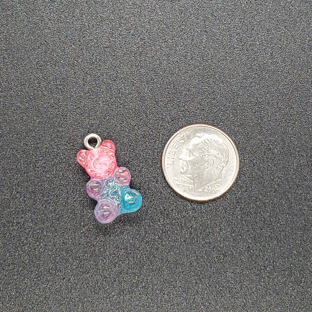 10 Large Gummy Bear Charms with Glitter, 1.25