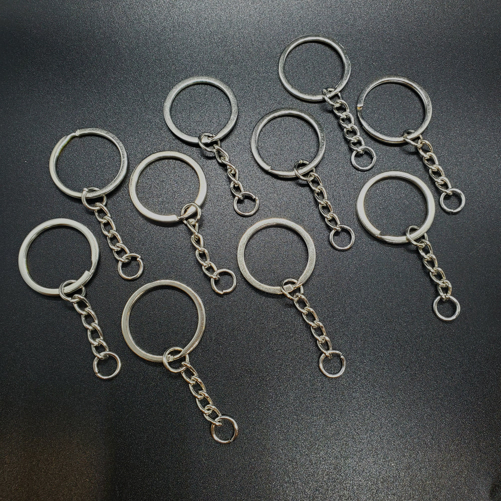 Keychain Ring with Chain - 10 pack