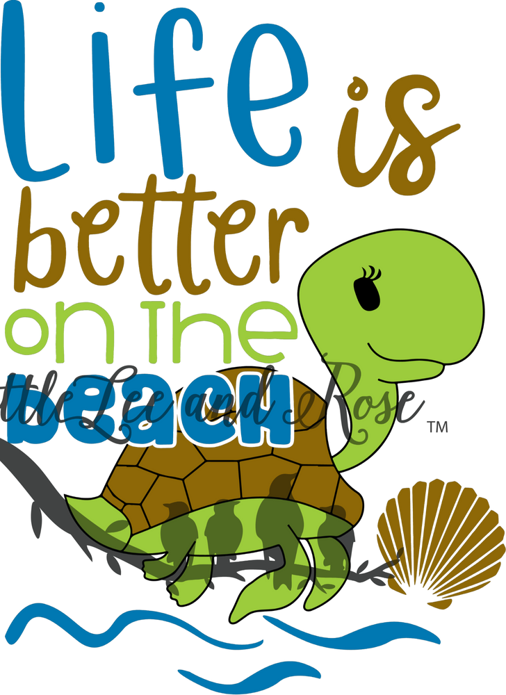Life is Better on the Beach Turtle Clear Waterslide