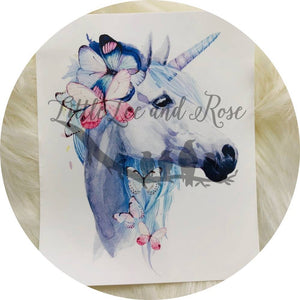 Watercolor Blue Unicorn Clear Waterslide