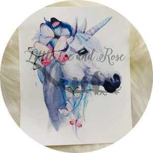 
            
                Load image into Gallery viewer, Watercolor Blue Unicorn Clear Waterslide
            
        