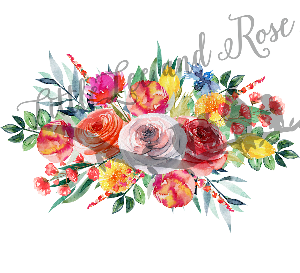 Blush Pink and Red Peony Clear Waterslide