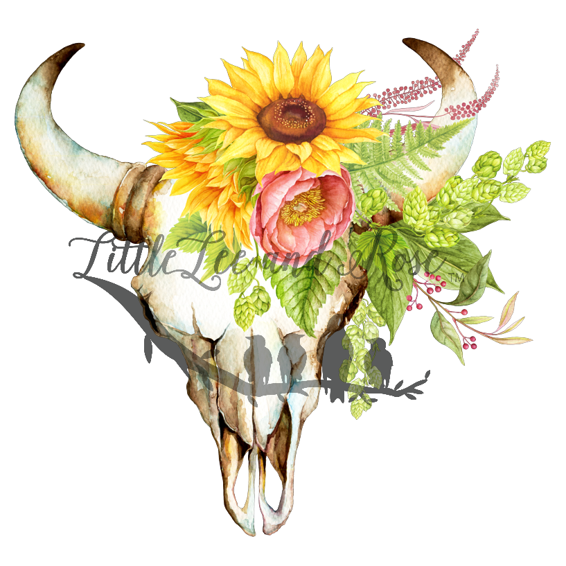 Country Floral Skull Clear Waterslide