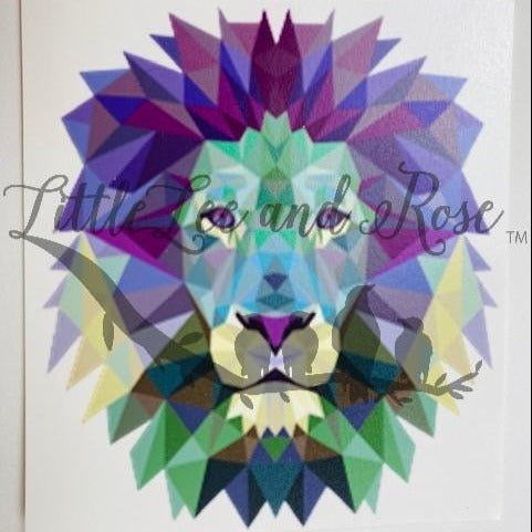 
            
                Load image into Gallery viewer, Watercolor Geometric Lion Clear Waterslide
            
        