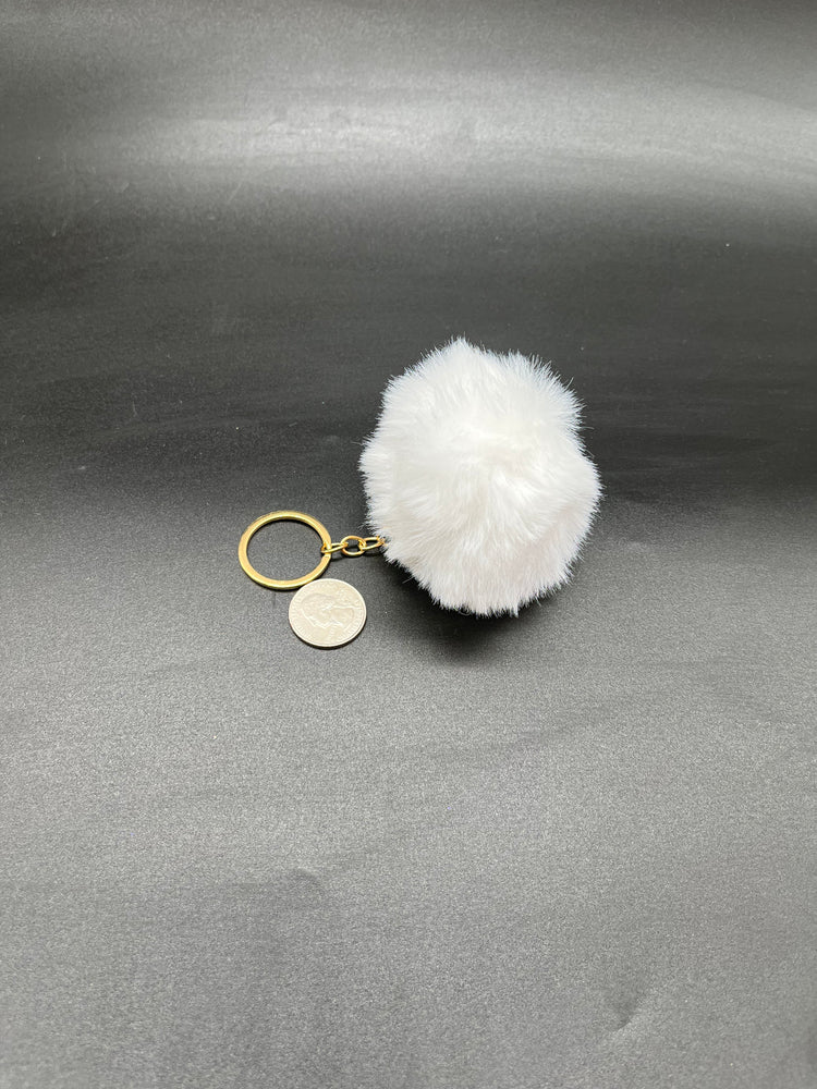 Round White Keychain Puff