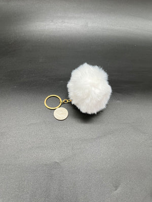 Round White Keychain Puff