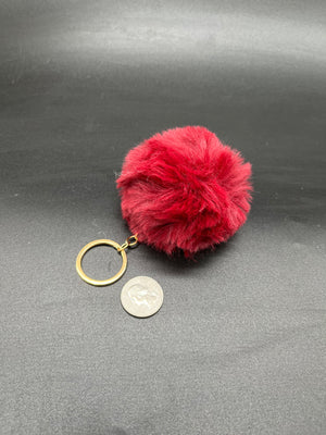 Round Dark Red Keychain Puff