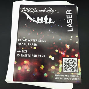 
            
                Load image into Gallery viewer, LittleLee and Rose Clear Laser Printer Waterslide Paper
            
        
