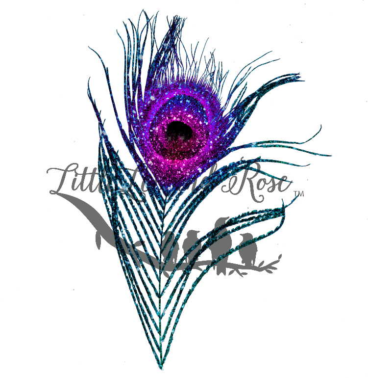 Purple Color Peacock Feather clear waterslide