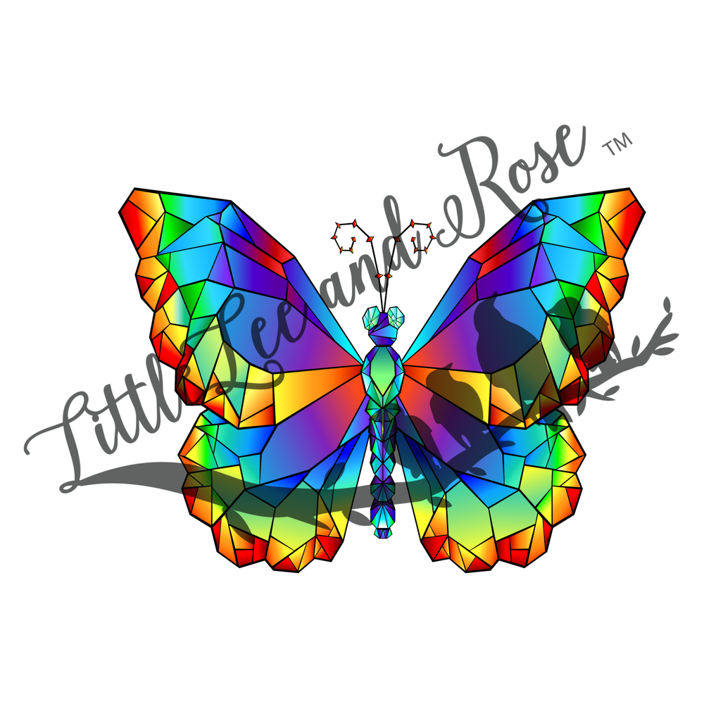 
            
                Load image into Gallery viewer, Rainbow Polygonal Butterfly Clear Waterslide
            
        