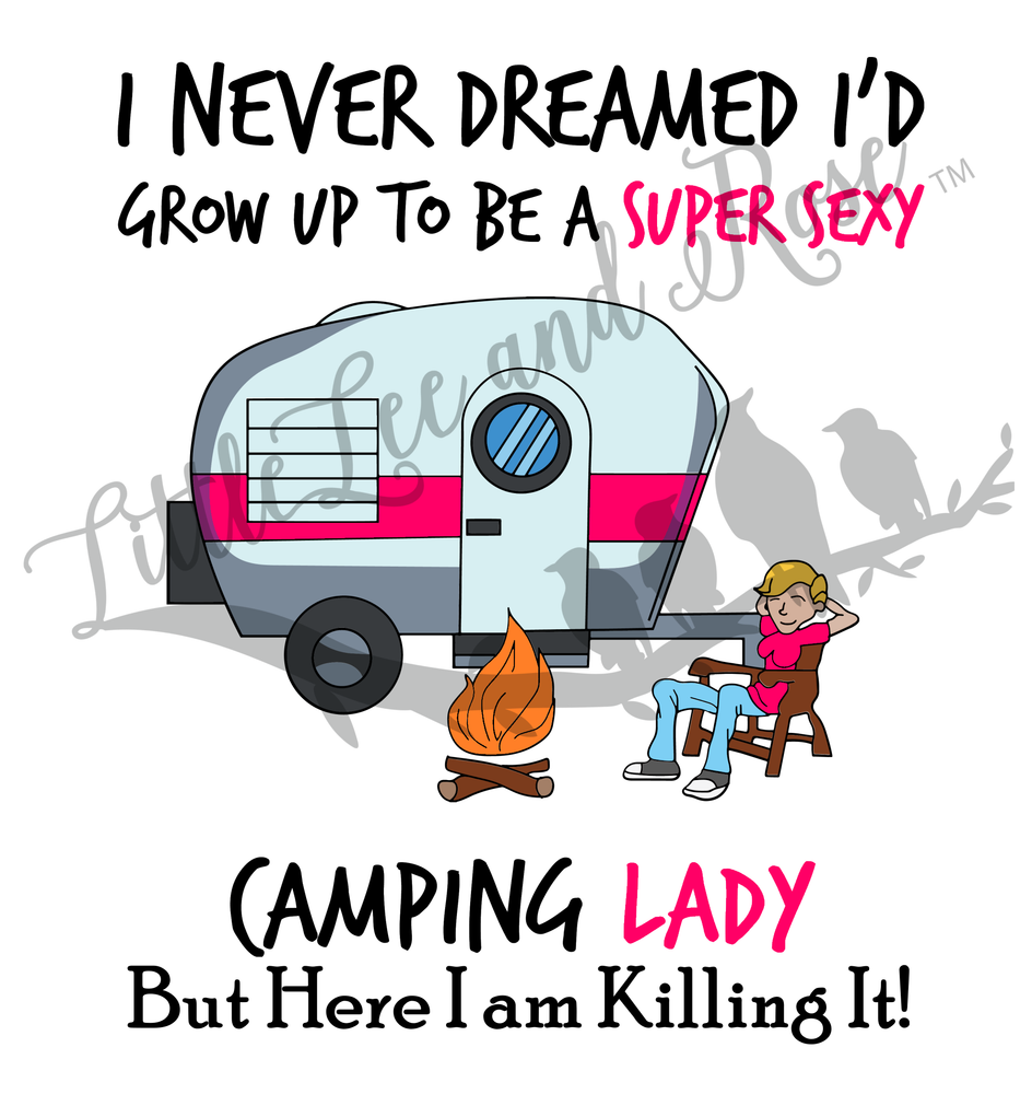 Cartoon Sexy Camping Lady Clear Waterslide