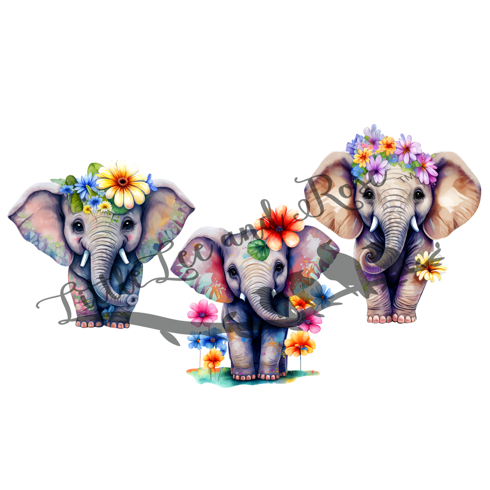 Printed Vinyl Stickers - Painted Elephant Trio
