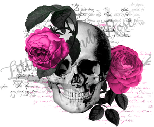 Hot Pink Floral Skull Clear Waterslide