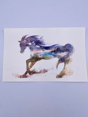 
            
                Load image into Gallery viewer, Watercolor Landscape Horse Half Sheet Clear Waterslide
            
        