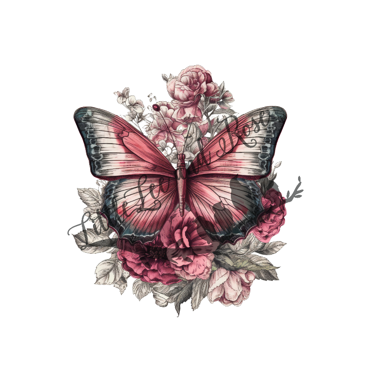 Printed Vinyl Sticker - Burgundy Butterfly