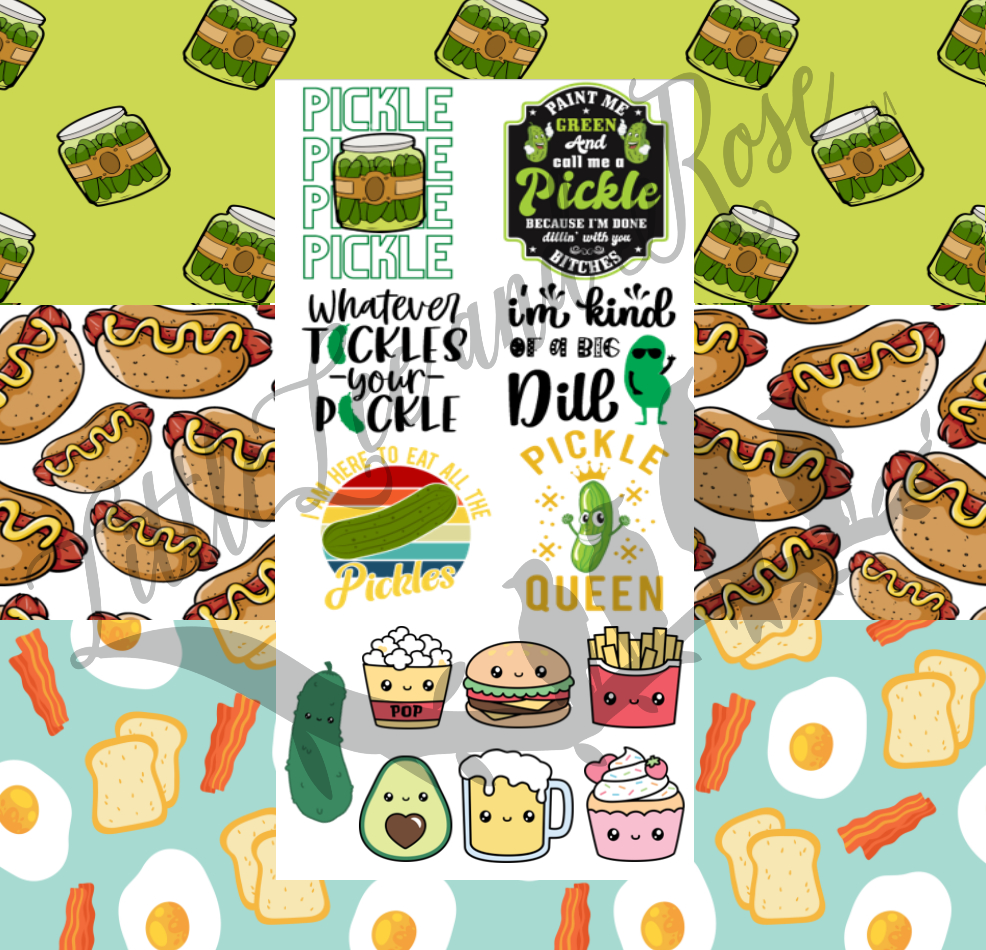 Palette G -The Big Dill Collection Inspired Printed Vinyl, Sticker & Waterslide 5 Pack