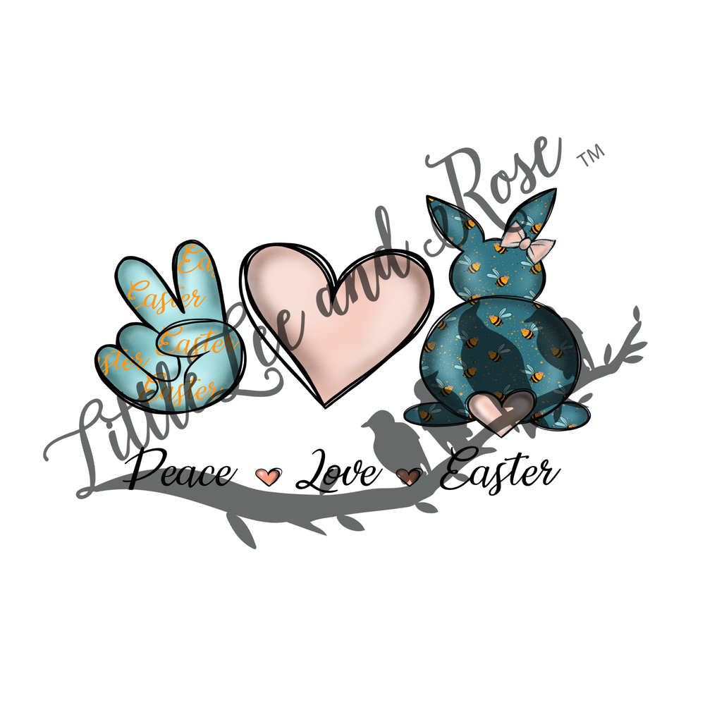 
            
                Load image into Gallery viewer, Peace Love Easter Teal Clear Waterslide
            
        