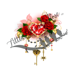 Ruby Heart With Roses Clear Waterslide
